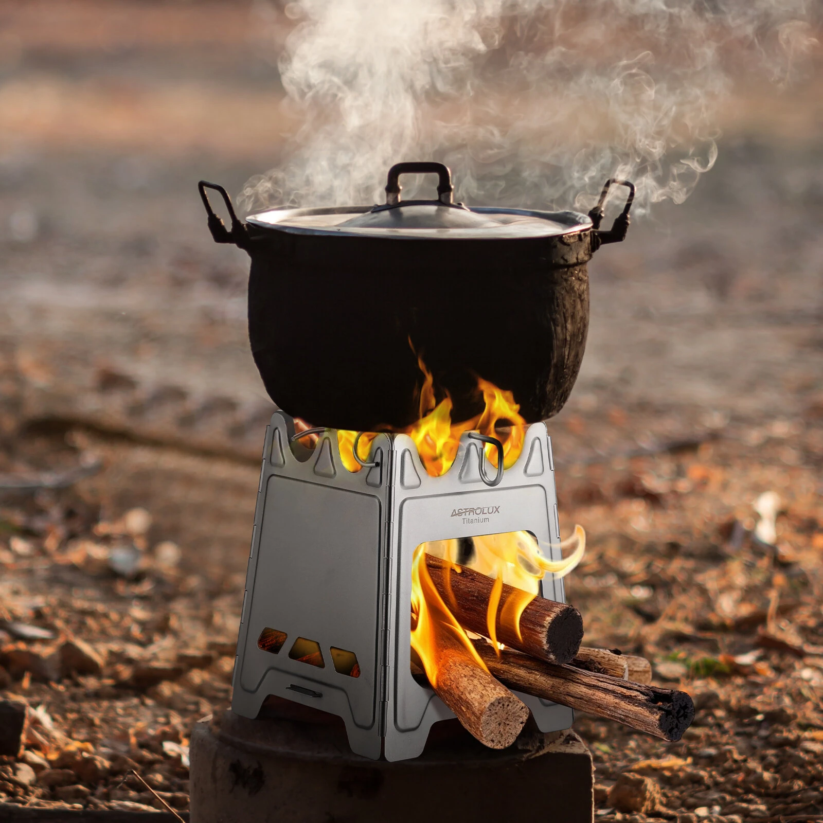 (image for) Astrolux&reg; Ti-BS1 Titanium Backpacking Stoves Titanium Camping Stove Folding Wood Burning Stove Pocket Stove Portable Lightweight Backpacking Stove for Outdoor Camping Hiking Backpacking P