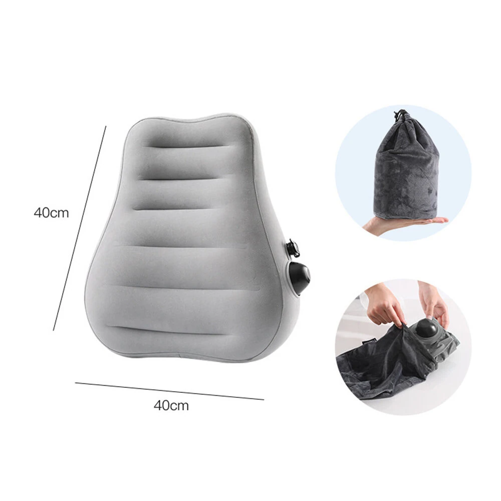 (image for) IPRee Ergonomic Inflatable Lumbar Support Pillow, Press Type Cushion, Enhances Back Comfort During Long-distance Flights Trains & Office Use
